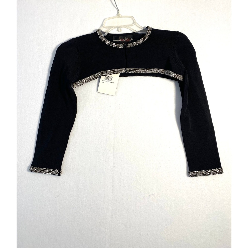 NWT Nicole Miller Collection Black Beaded Shrug Bolero Sweater Size S